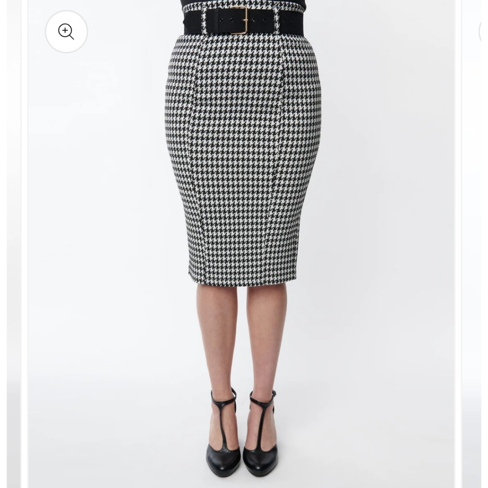 Unique Vintage houndstooth pencil skirt size L (10-12). NWT.